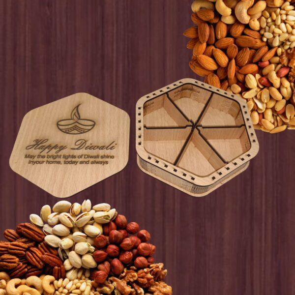 MDF Dry Fruits Hexagon Shape Box